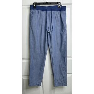Talbots Chambray Pants Women's 8 Blue Drawstring Cotton Pull On Pockets Cropped